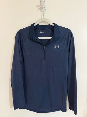 Under Armour Navy Blue Quarter‑Zip Long Sleeve Pullover